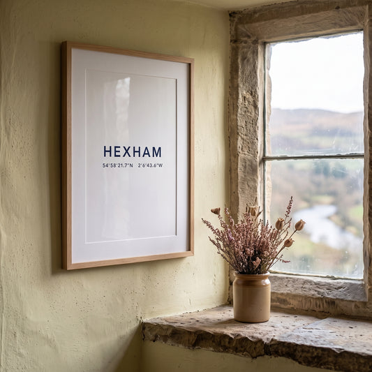 Hexham — Framed Coordinates Print
