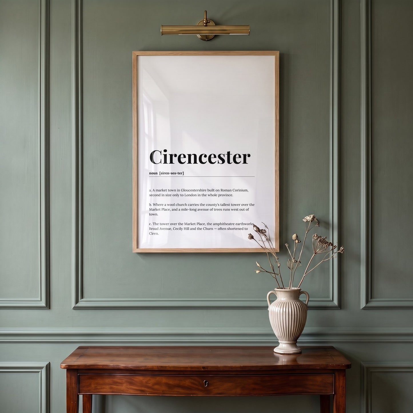 Cirencester — Framed Dictionary Print