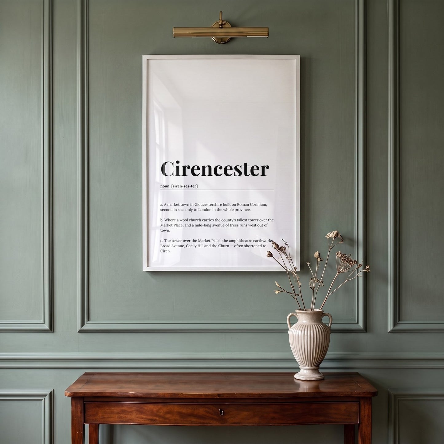 Cirencester — Framed Dictionary Print