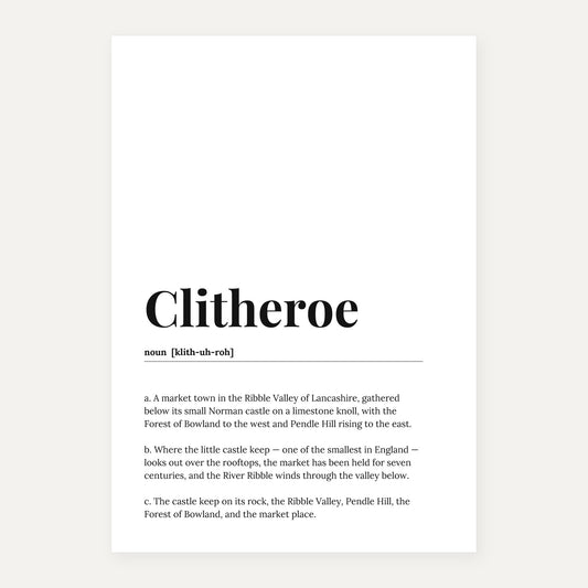 Clitheroe — Dictionary Print