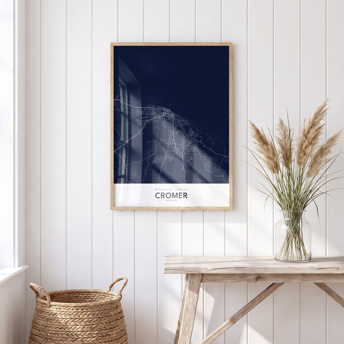 Cromer — Framed Map Print (Navy)