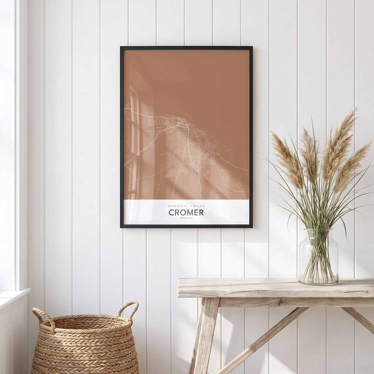 Your Town Merch — Cromer Framed Map Print (Terracotta) lifestyle