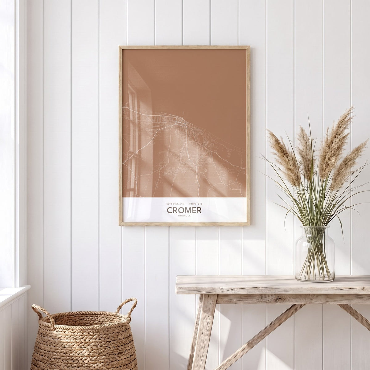 Cromer — Framed Map Print (Terracotta)