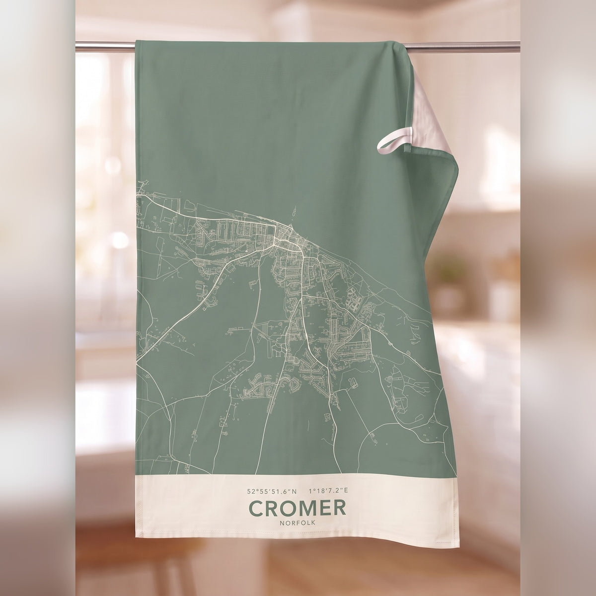 Your Town Merch — Cromer Map Tea Towel lifestyle
