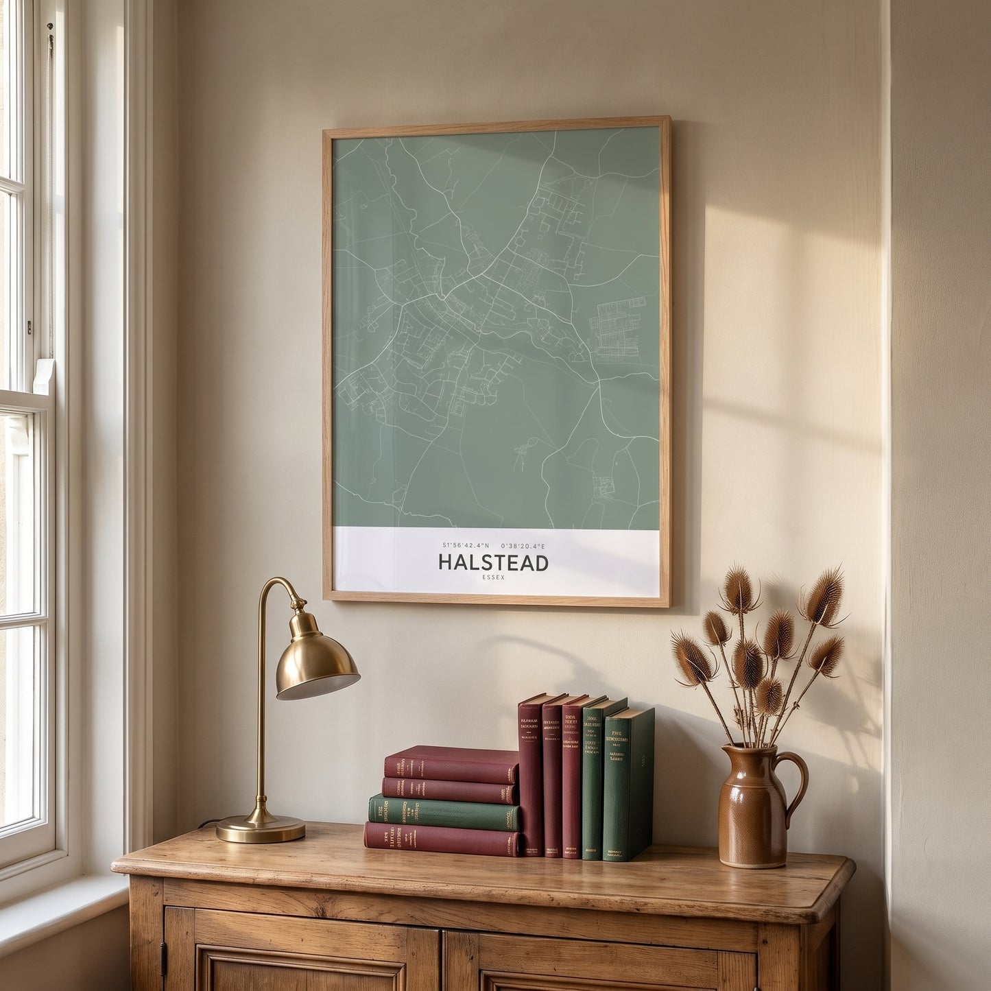 Halstead — Framed Map Print (Sage)