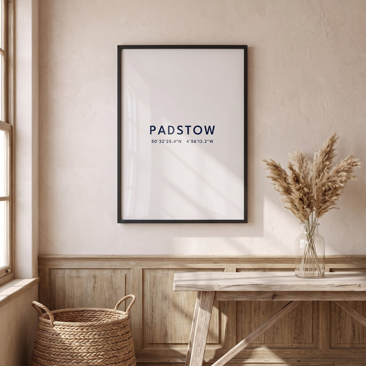Your Town Merch — Padstow Framed Coordinates Print lifestyle