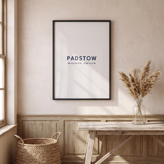 Padstow — Framed Coordinates Print