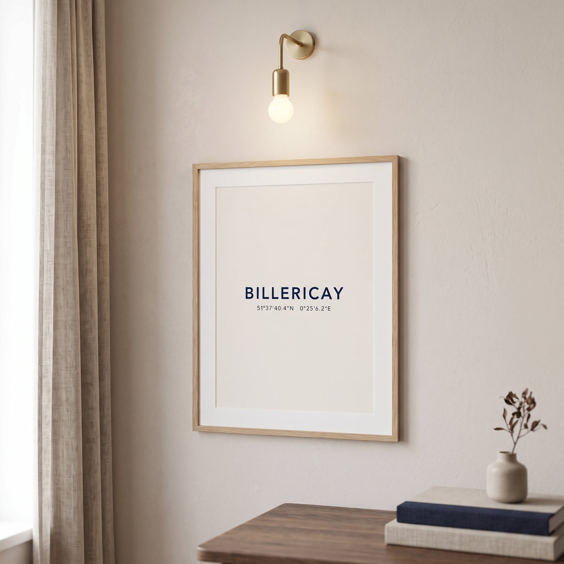 Your Town Merch — Billericay — Coordinates Print (White)