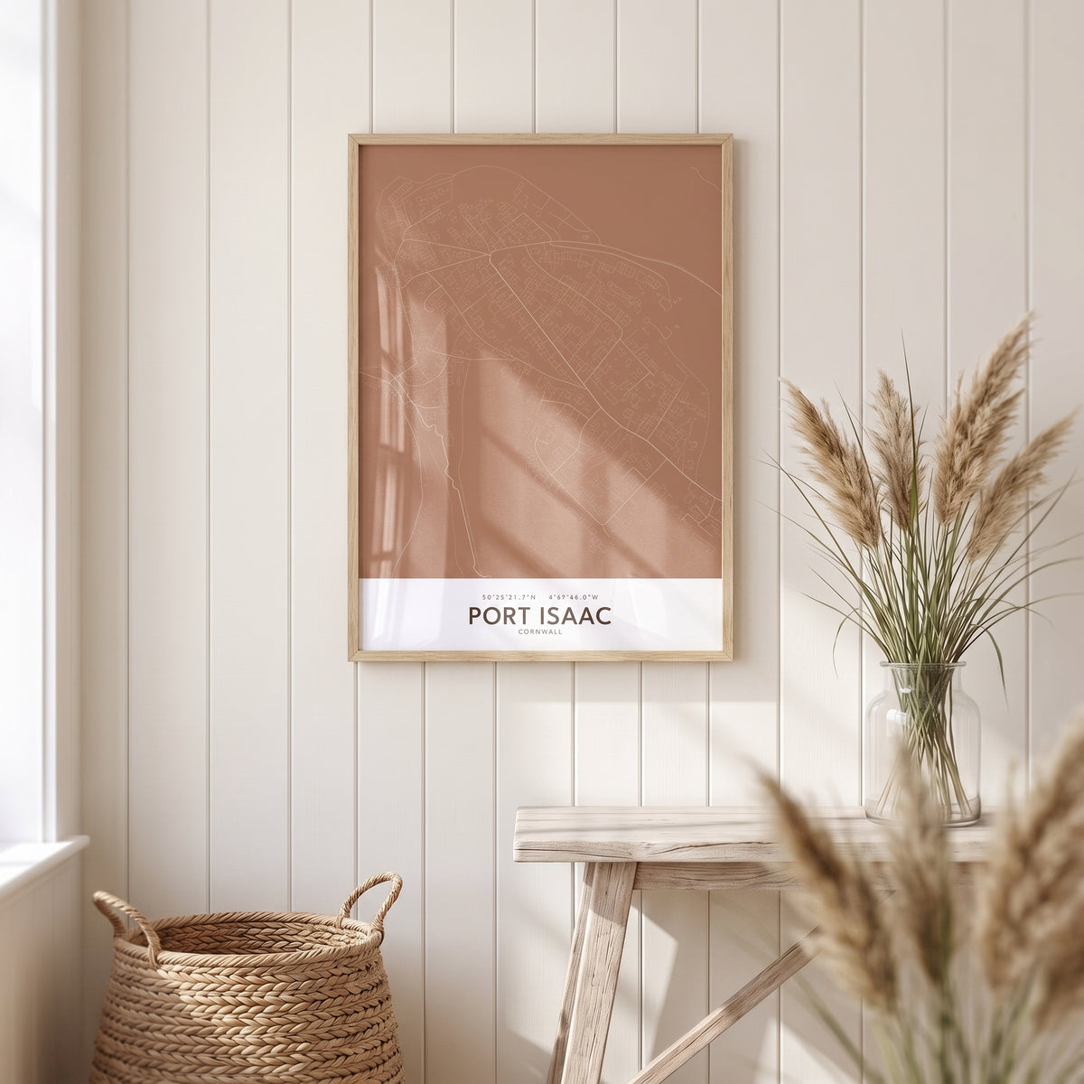 Your Town Merch — Port Isaac Framed Map Print (Terracotta) lifestyle