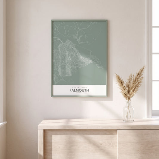 Your Town Merch — Falmouth Framed Map Print (Sage) lifestyle