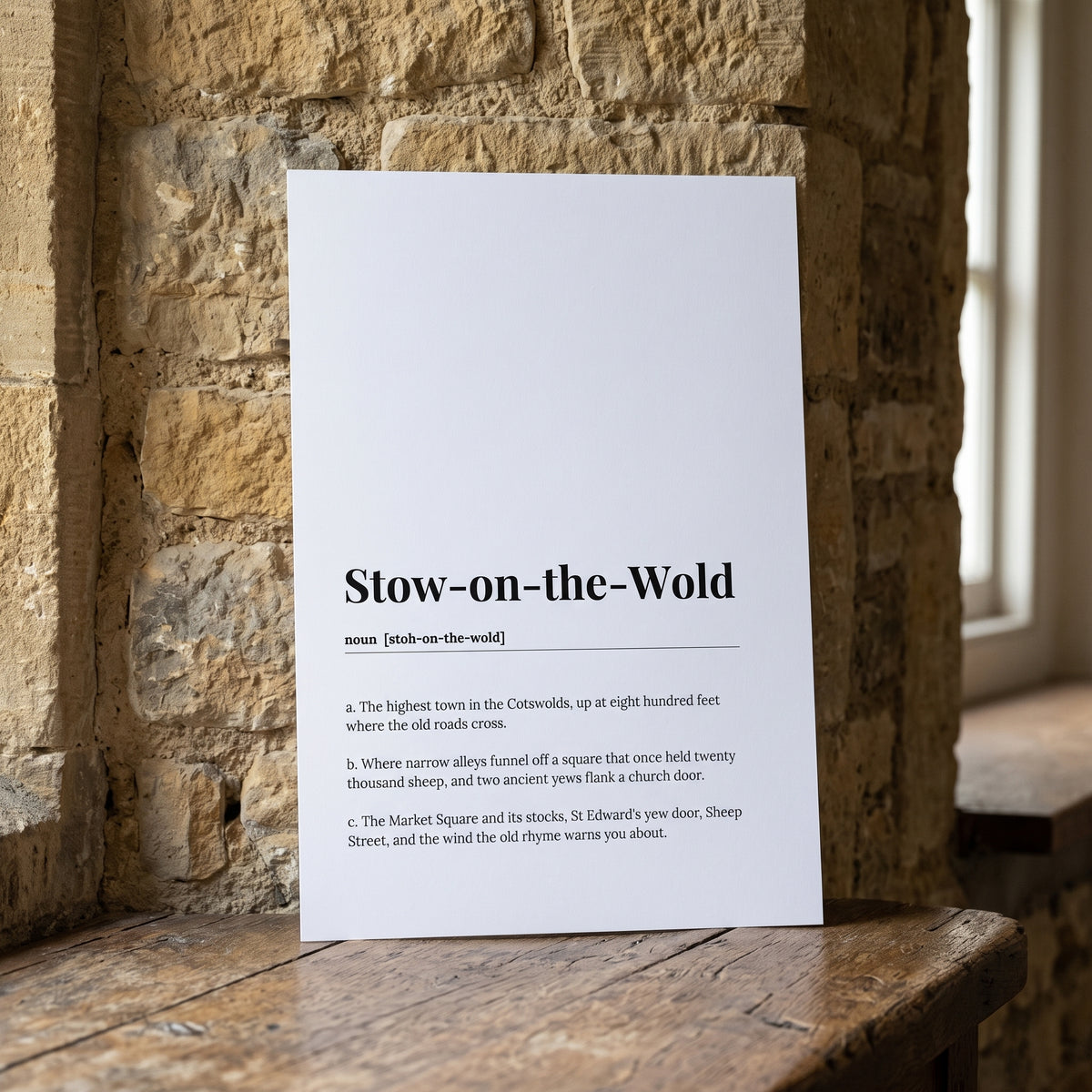 Your Town Merch — Stow-on-the-Wold Dictionary Print lifestyle