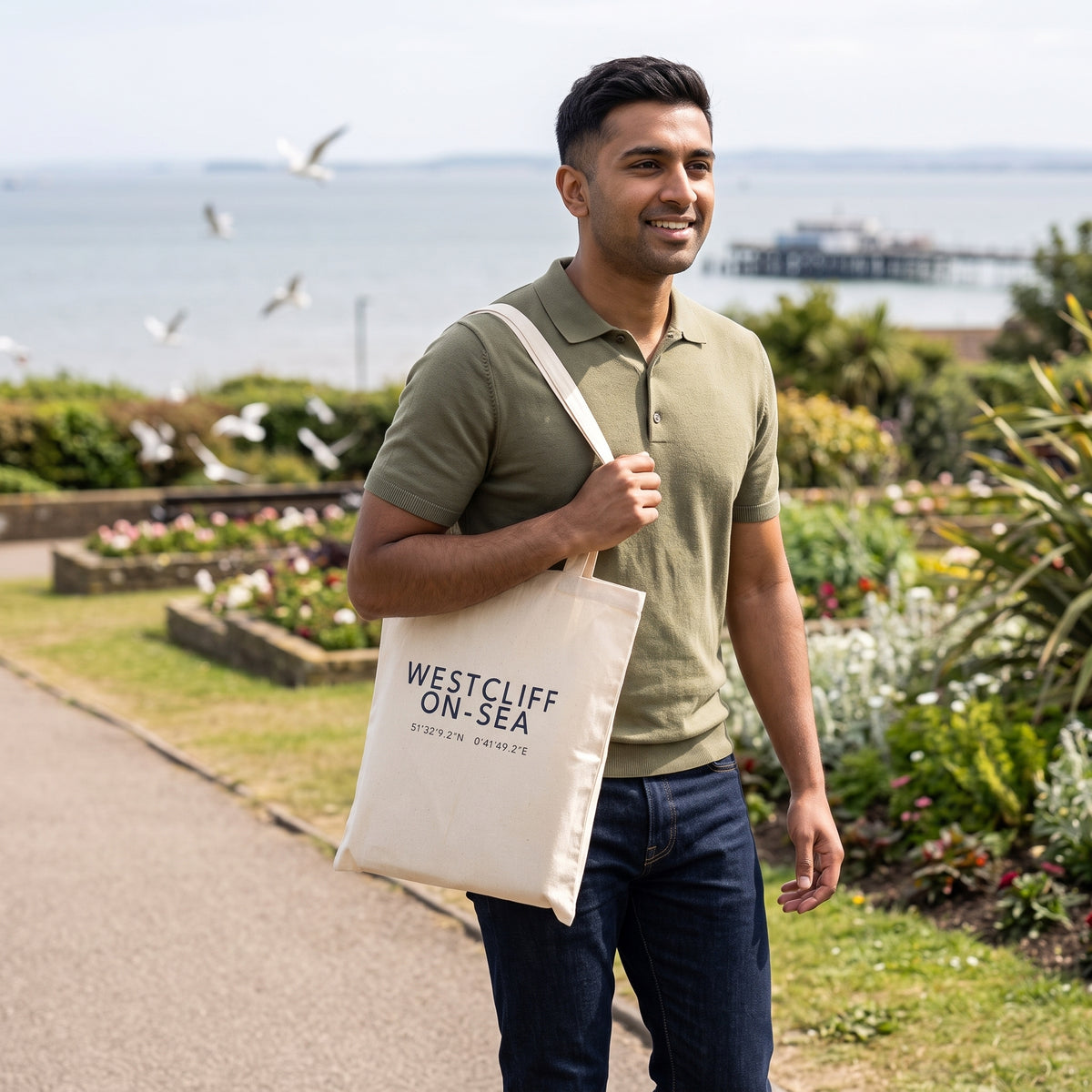 Your Town Merch — Westcliff-on-Sea Coordinates Natural Tote lifestyle