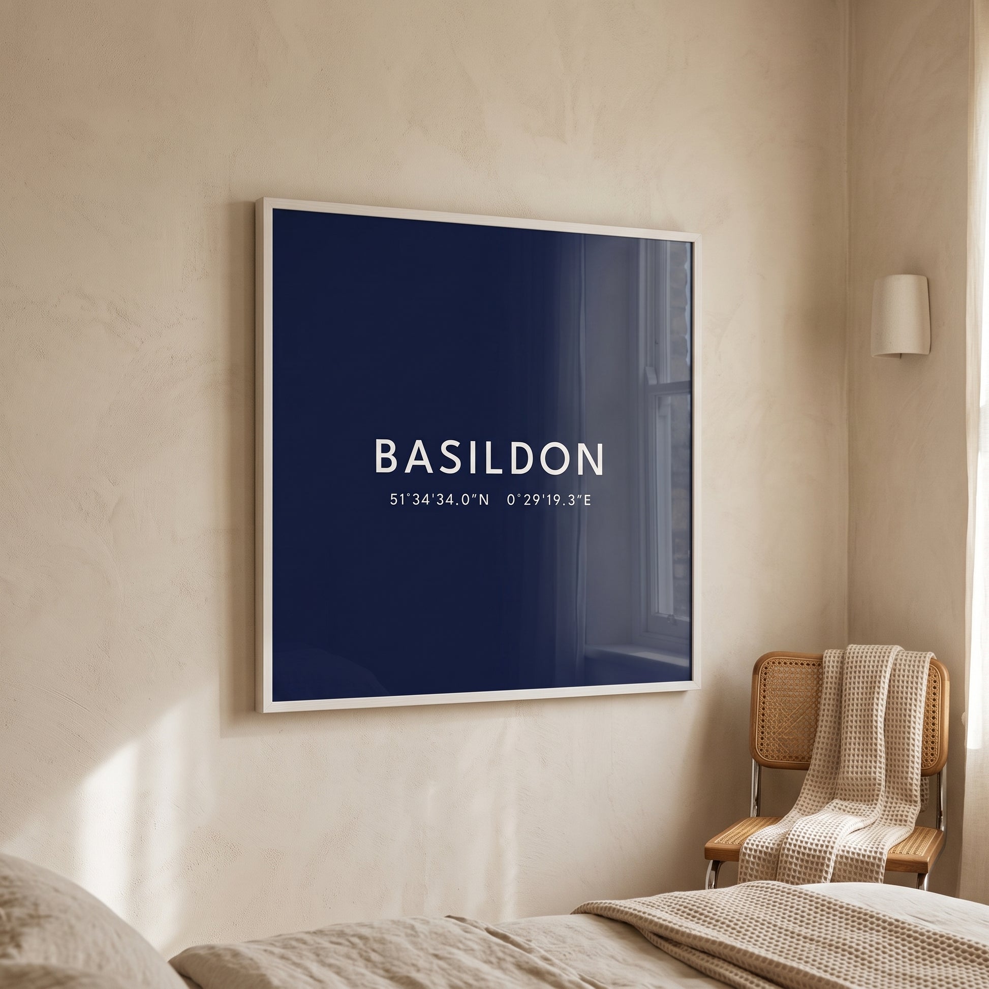Your Town Merch — Basildon — Framed Coordinates Print (Navy)