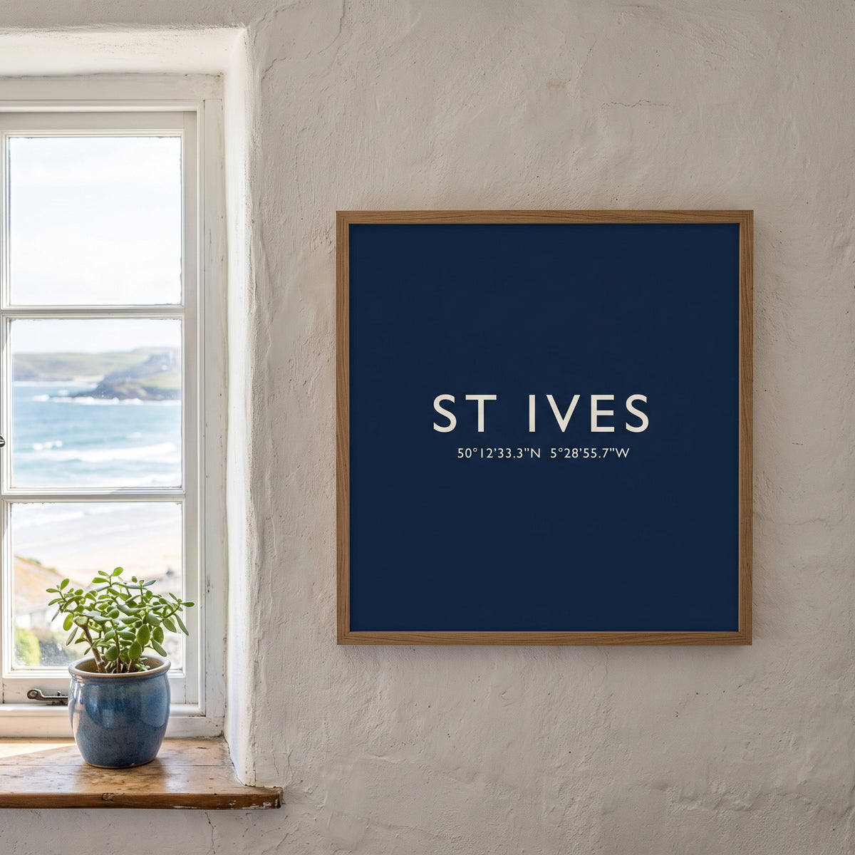 Your Town Merch — St Ives Framed Coordinates Print (Navy) lifestyle