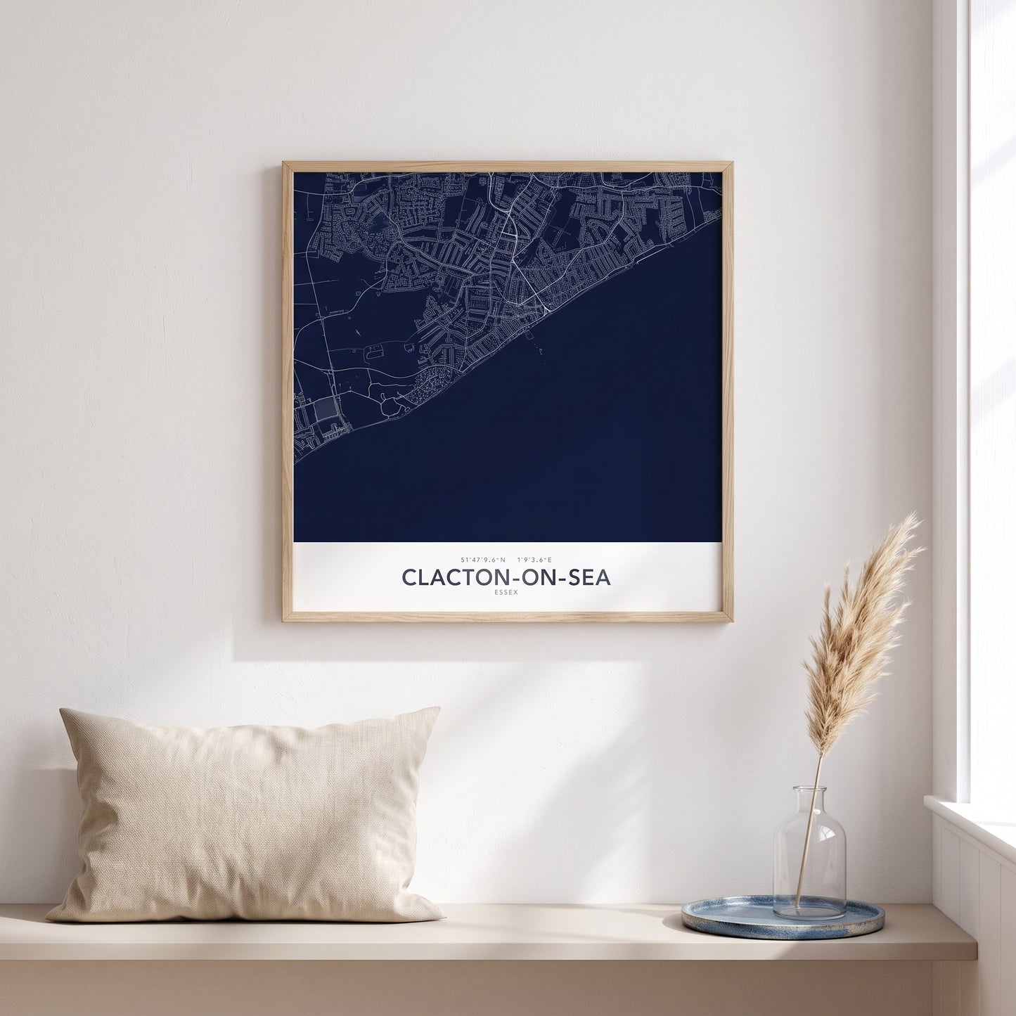 Clacton-on-Sea — Framed Map Print (Navy)