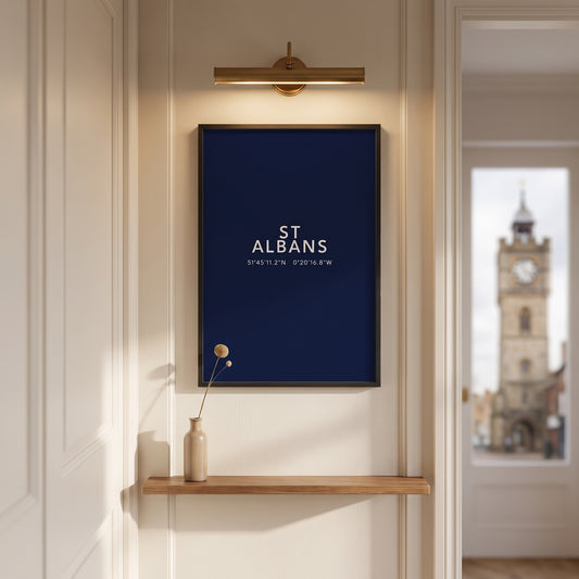 St Albans framed coordinates print navy — Your Town Merch
