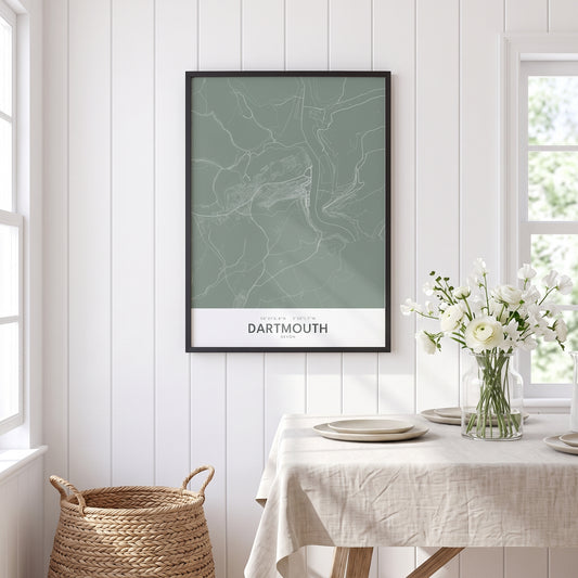 Dartmouth — Framed Map Print (Sage)