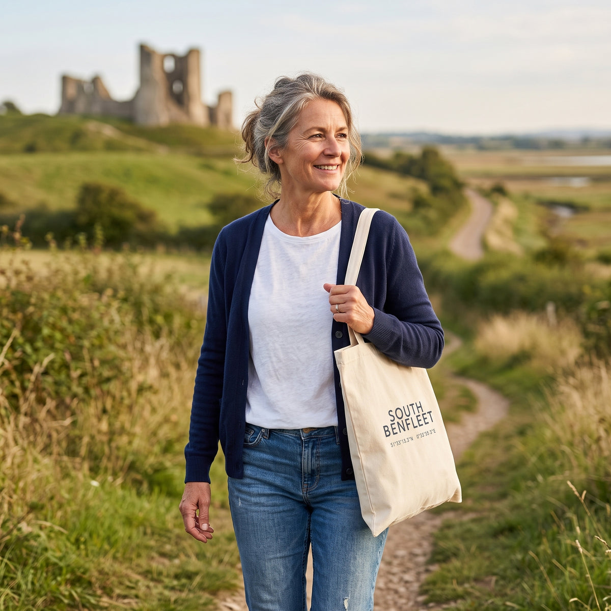 Your Town Merch — South Benfleet Coordinates Natural Tote lifestyle