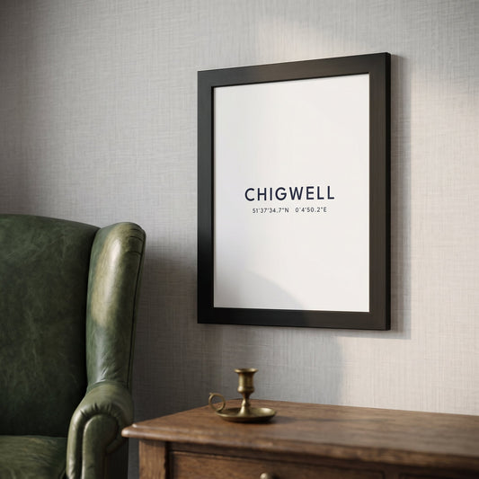 Chigwell — Framed Coordinates Print