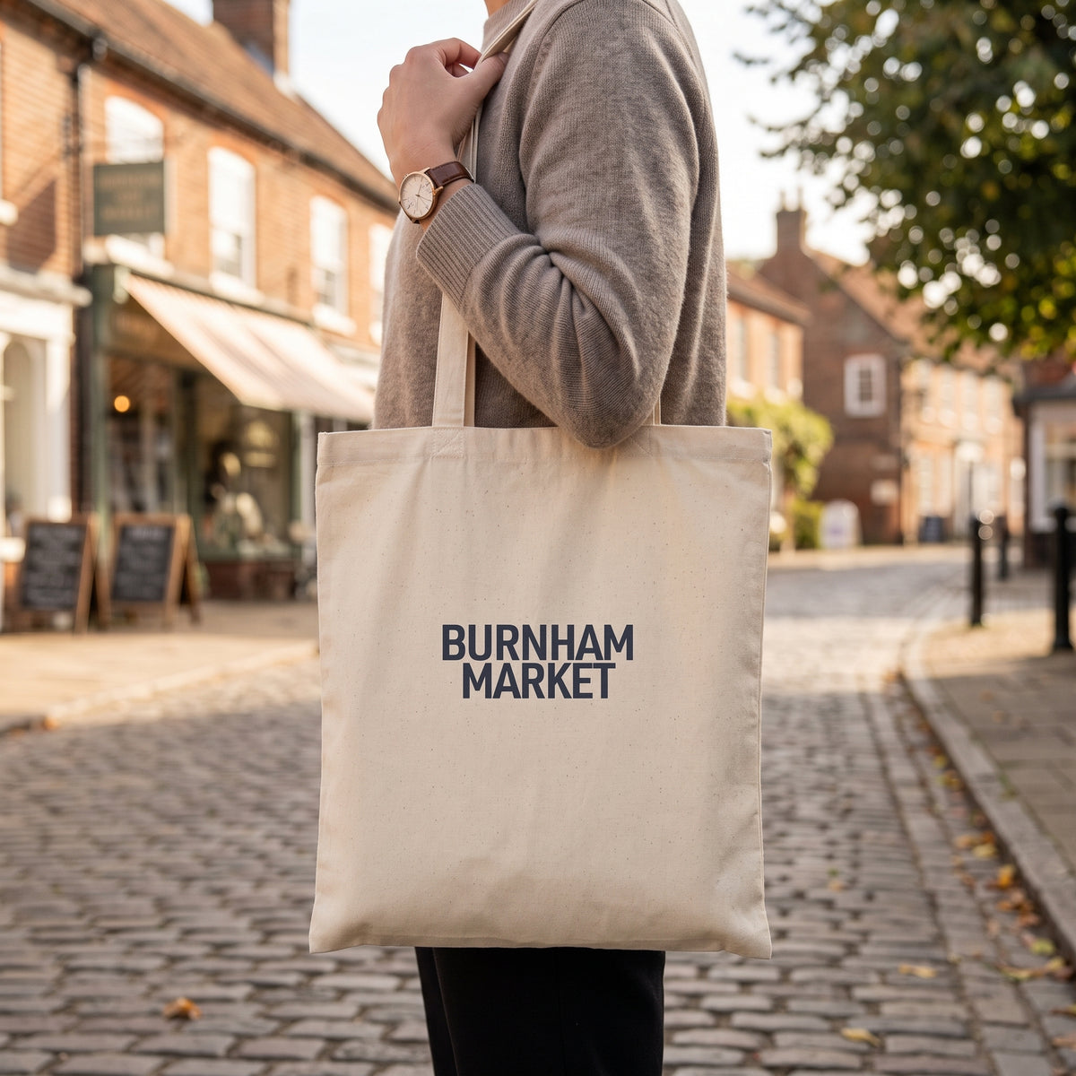 Your Town Merch — Burnham Market Natural Tote lifestyle