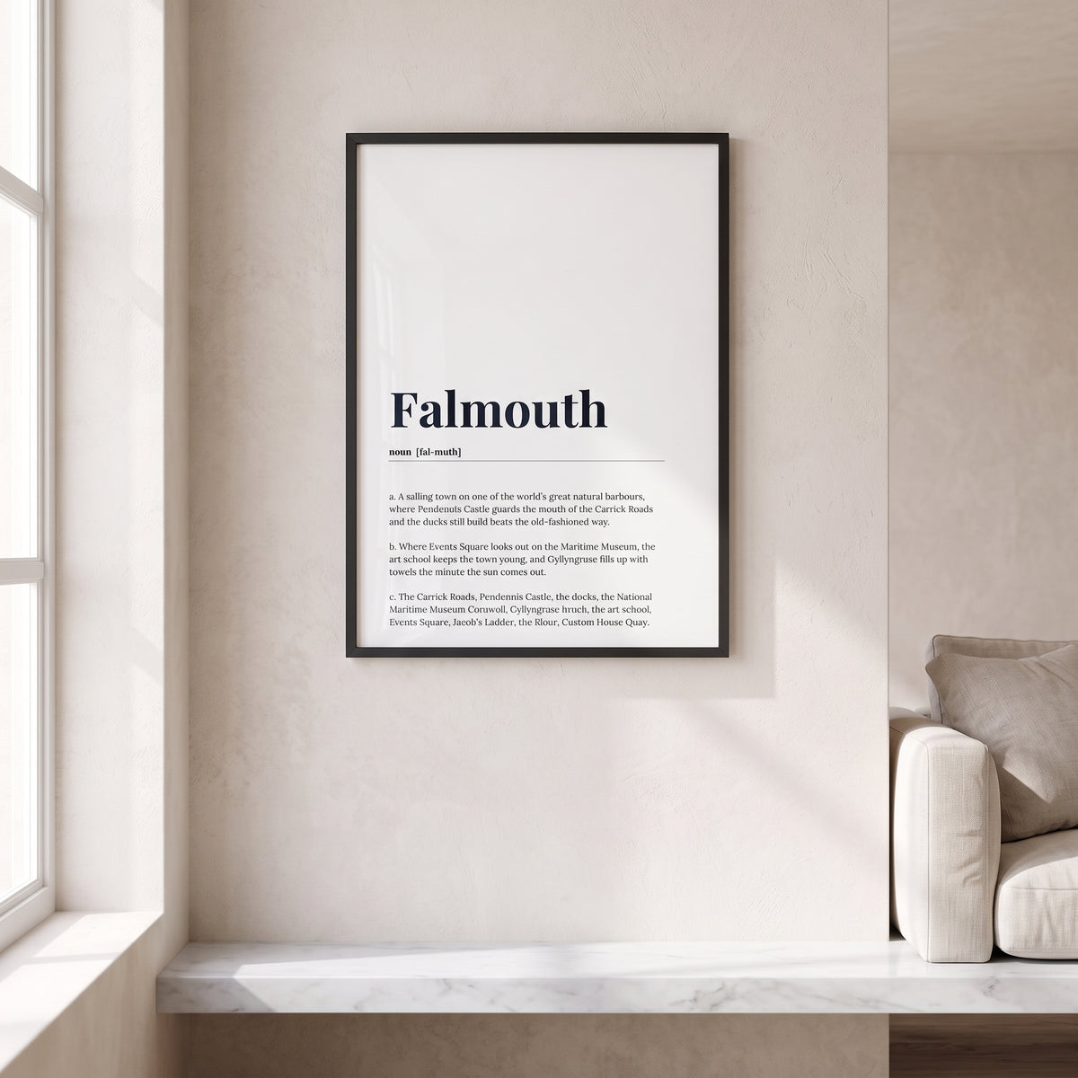 Your Town Merch — Falmouth Framed Dictionary Print lifestyle