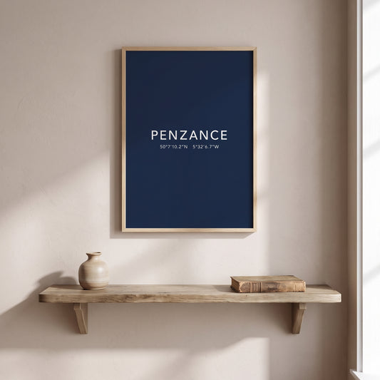 Penzance — Framed Coordinates Print
