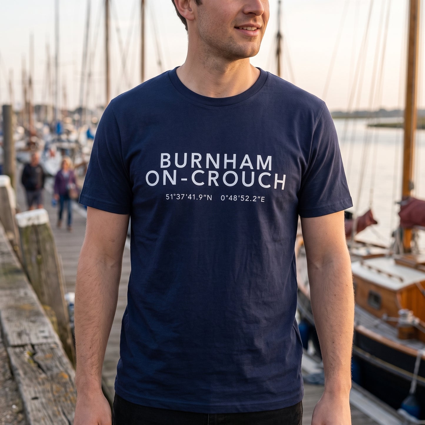 Burnham-on-Crouch — Coordinates Navy Tee