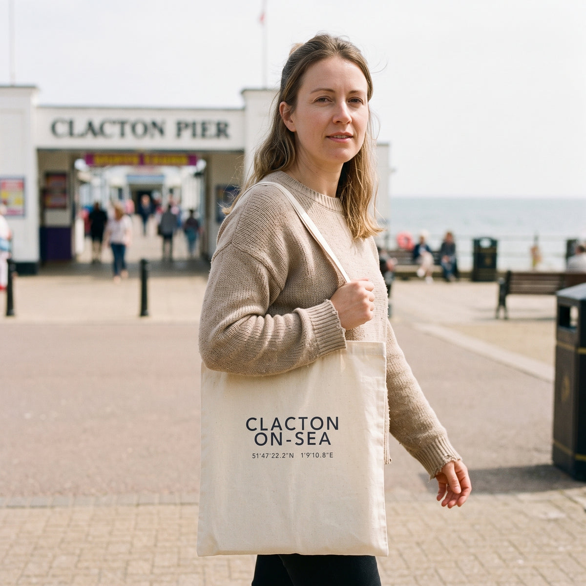 Your Town Merch — Clacton-on-Sea Coordinates Natural Tote lifestyle
