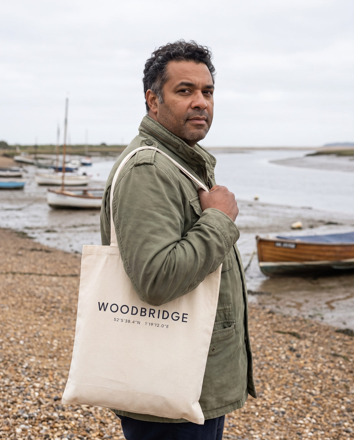 Your Town Merch — Woodbridge Coordinates Natural Tote lifestyle
