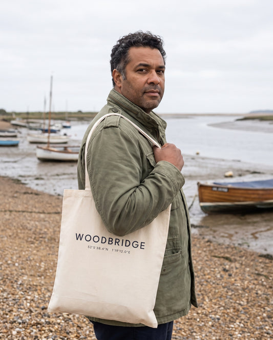 Your Town Merch — Woodbridge Coordinates Natural Tote lifestyle