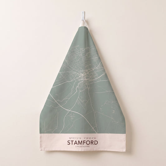 Your Town Merch — Stamford Map Tea Towel lifestyle