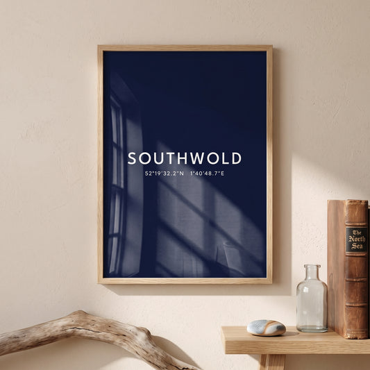 Southwold — Framed Coordinates Print (Navy)