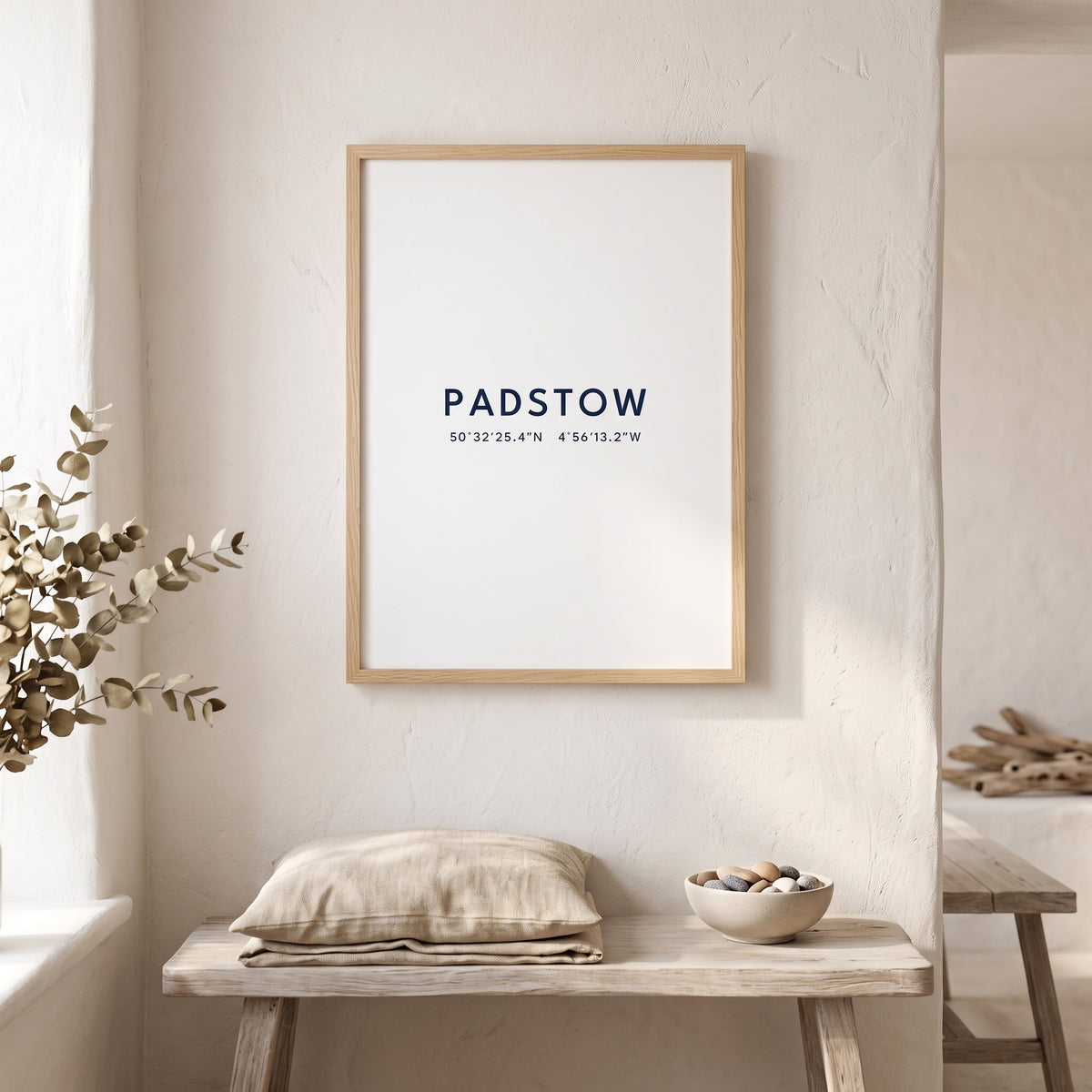 Your Town Merch — Padstow Coordinates Print (White) lifestyle