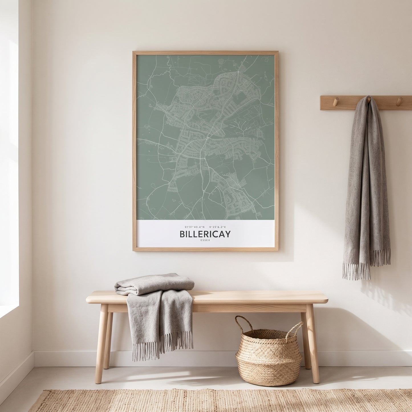 Billericay — Framed Map Print (Sage)