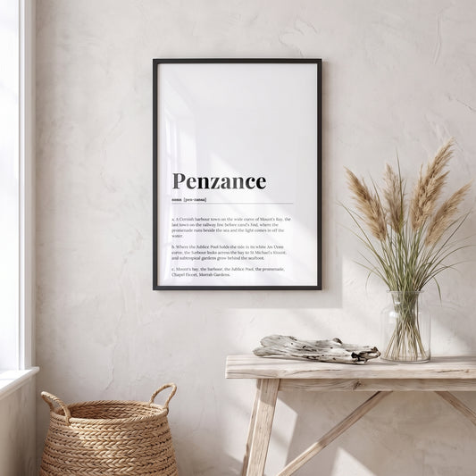 Your Town Merch — Penzance Framed Dictionary Print lifestyle