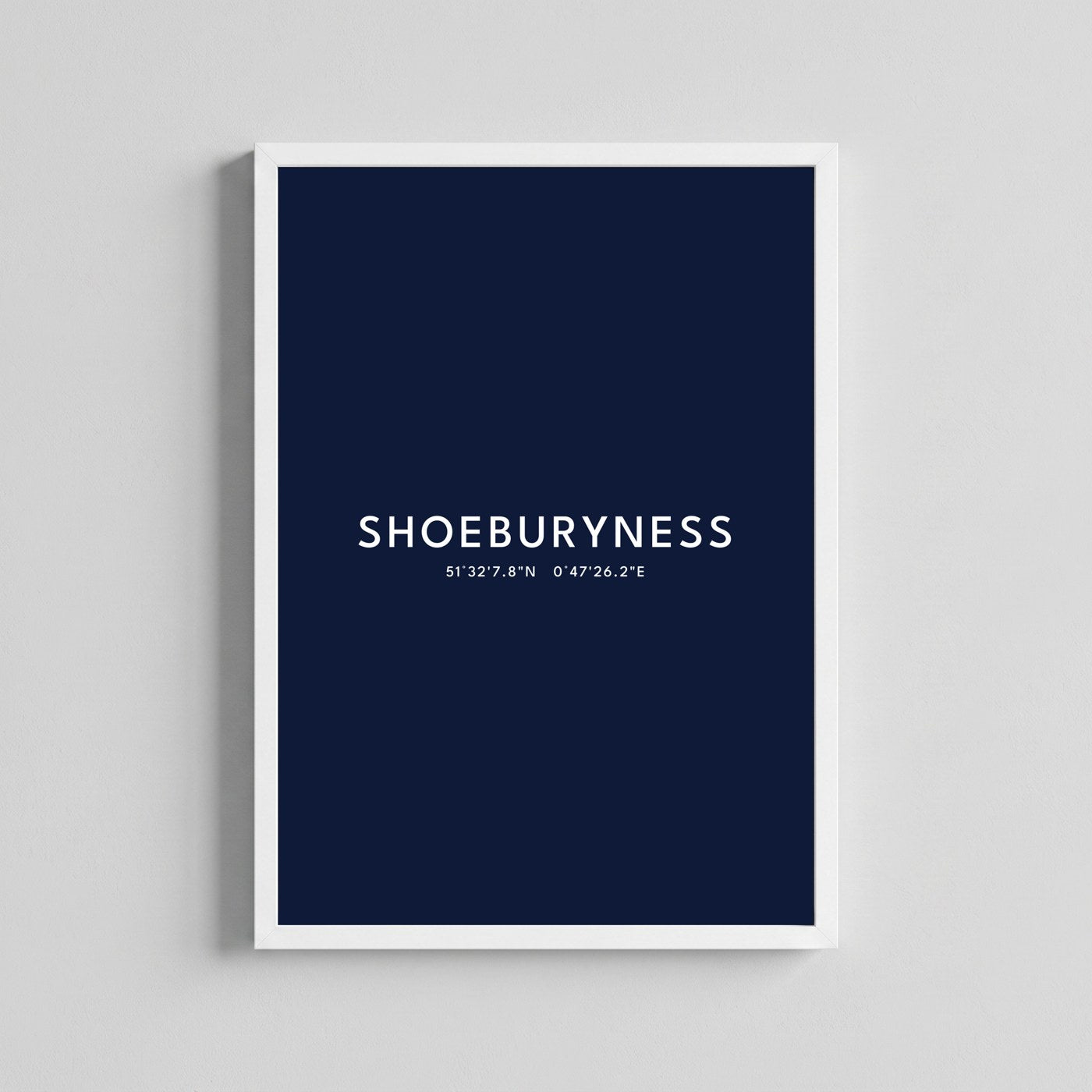 Shoeburyness — Framed Coordinates Print (Navy)