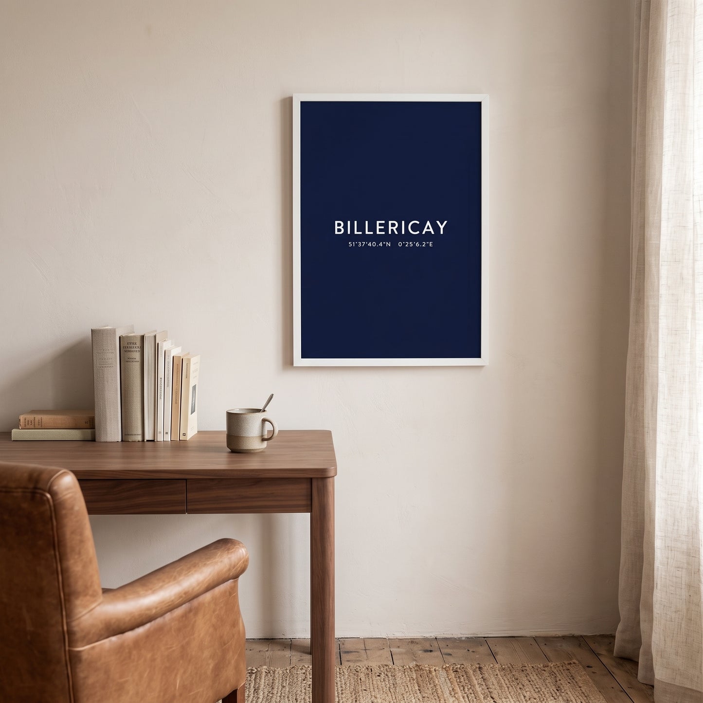Your Town Merch — Billericay — Framed Coordinates Print (Navy)