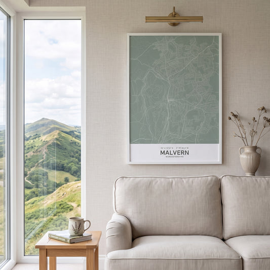 Malvern — Framed Map Print (Sage)