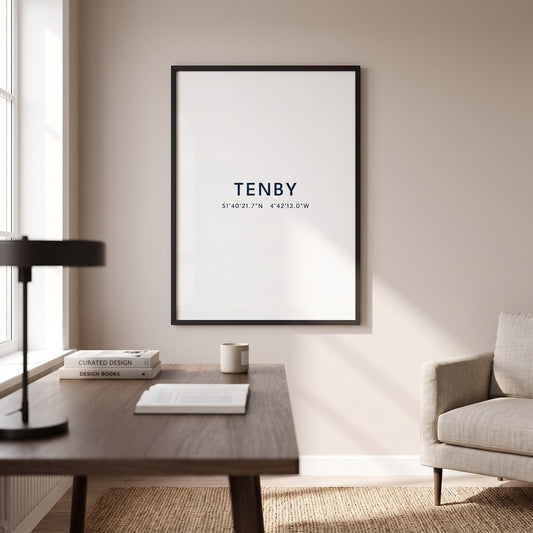 Tenby — Framed Coordinates Print