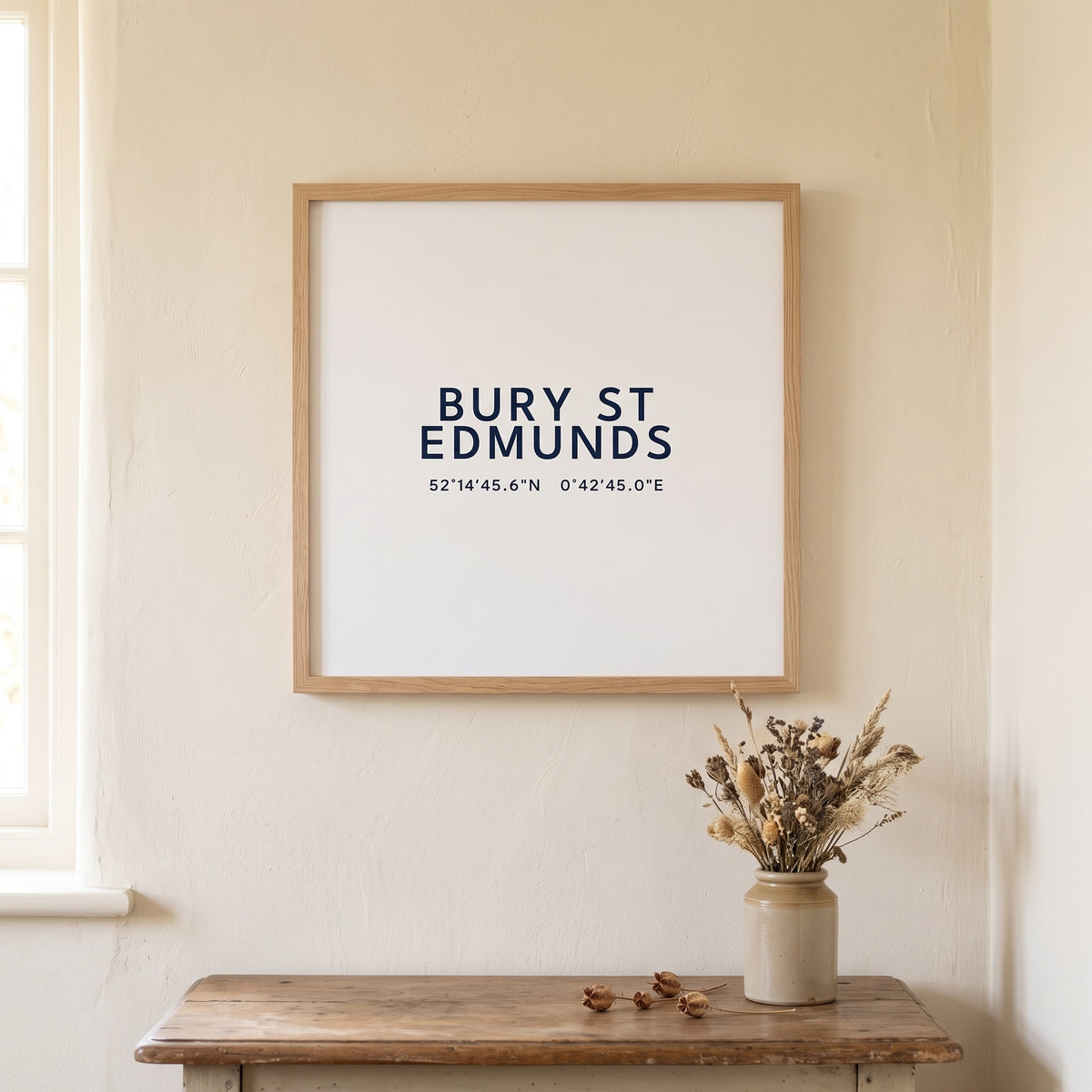 Your Town Merch — Bury St Edmunds Coordinates Print (White) lifestyle