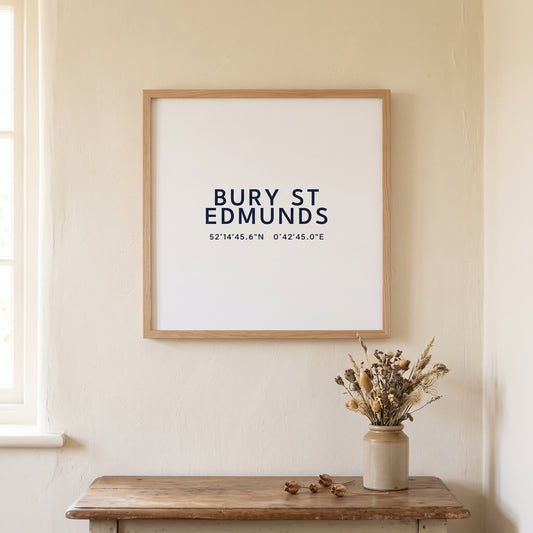Bury St Edmunds — Coordinates Print (White)