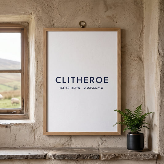 Clitheroe — Coordinates Print (White)