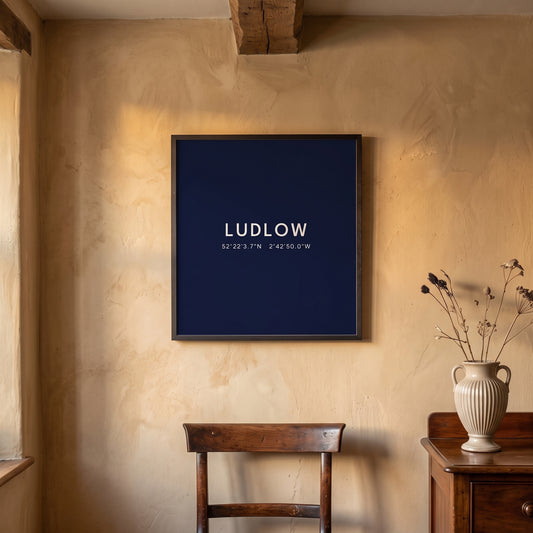 Ludlow — Framed Coordinates Print (Navy)