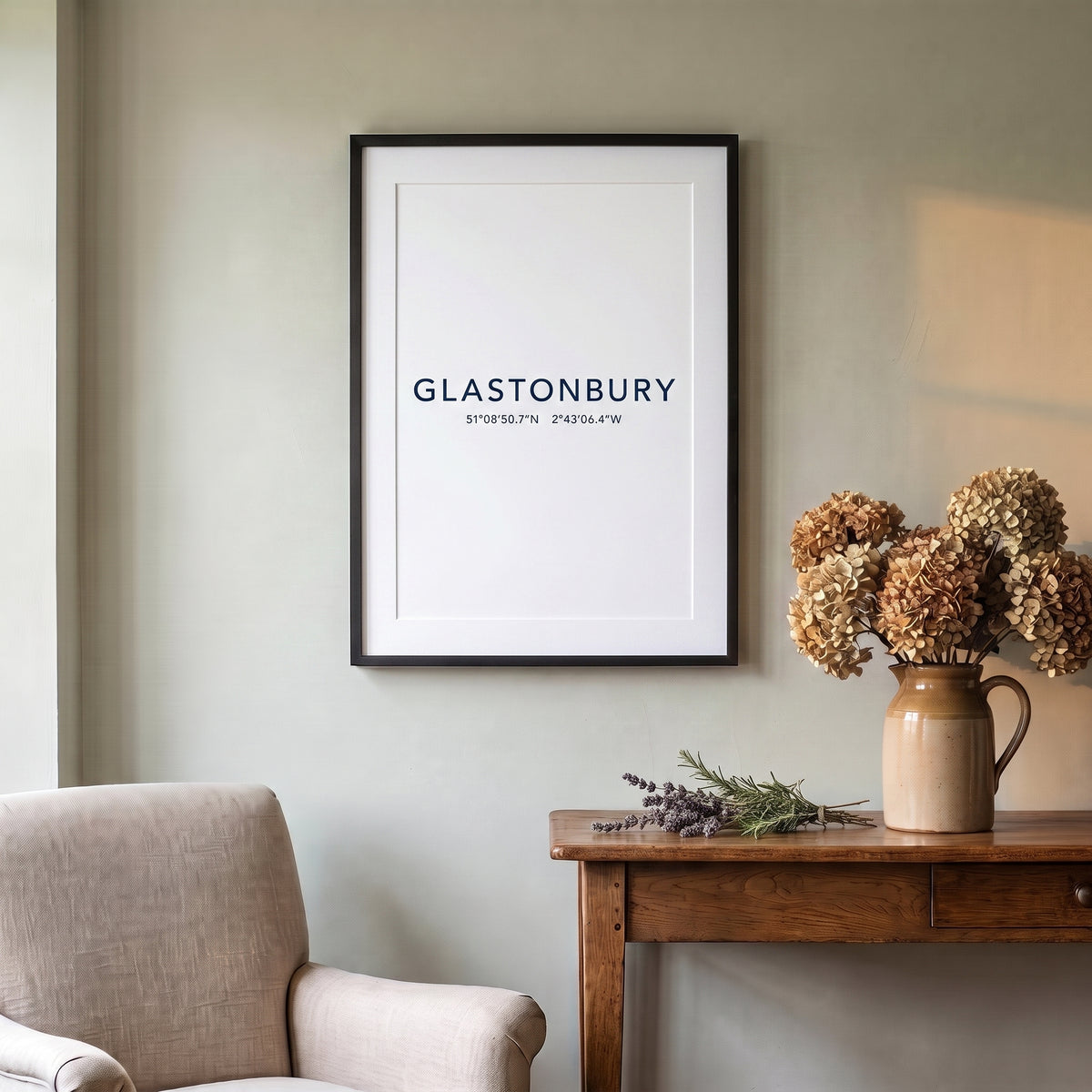Your Town Merch — Glastonbury — Framed Coordinates Print