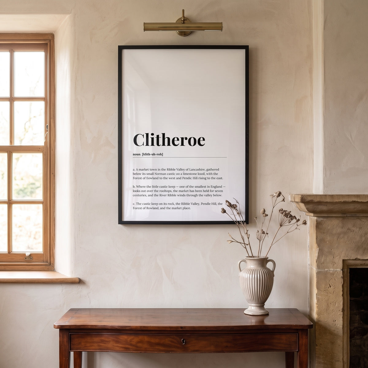 Your Town Merch — Clitheroe Framed Dictionary Print lifestyle