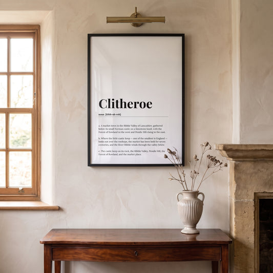 Your Town Merch — Clitheroe Framed Dictionary Print lifestyle