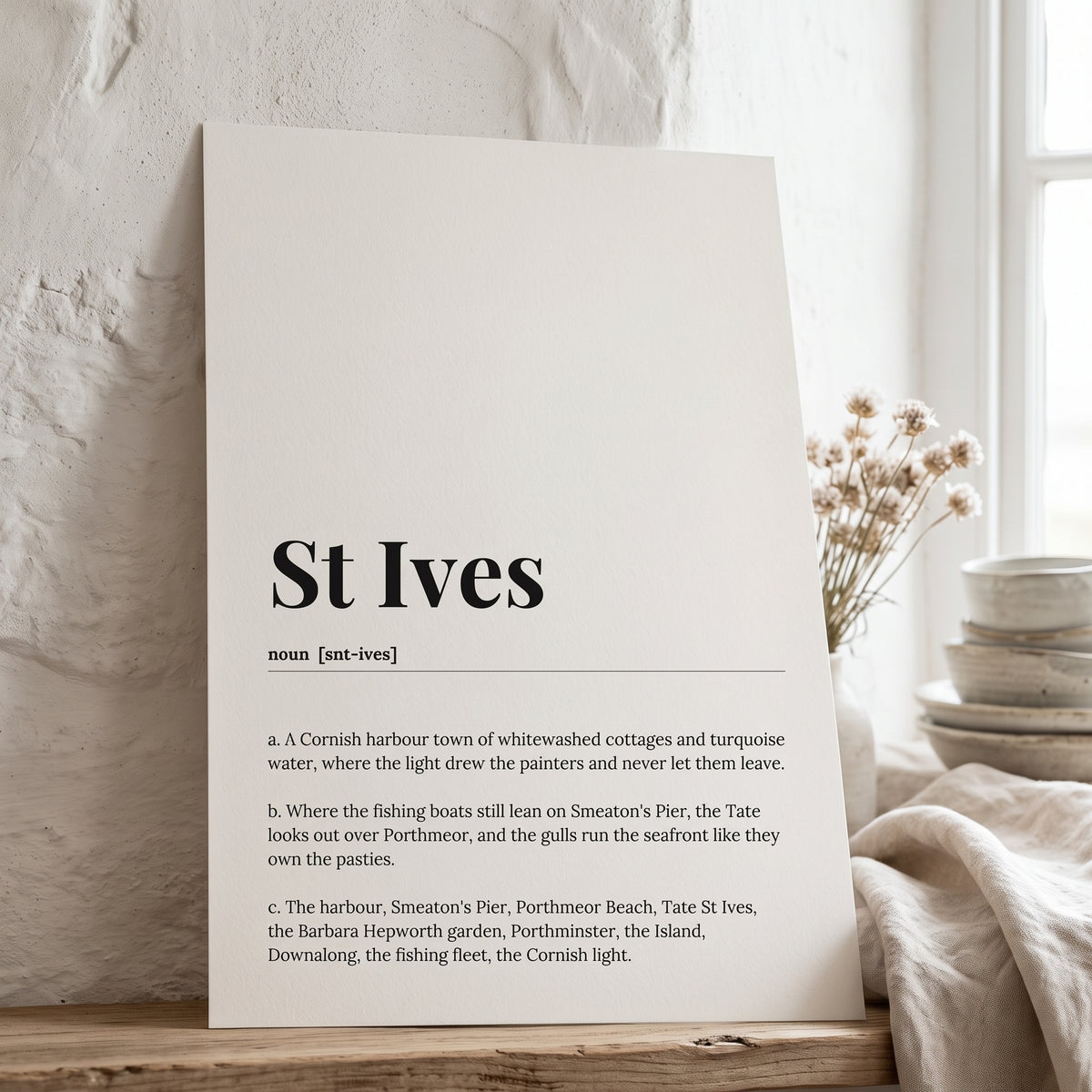 Your Town Merch — St Ives Dictionary Print lifestyle
