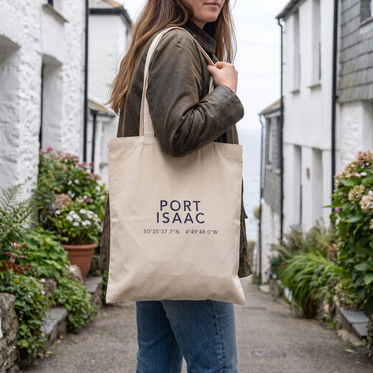 Port Isaac — Coordinates Natural Tote