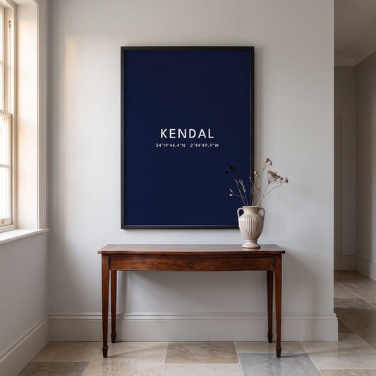 Kendal — Framed Coordinates Print (Navy)