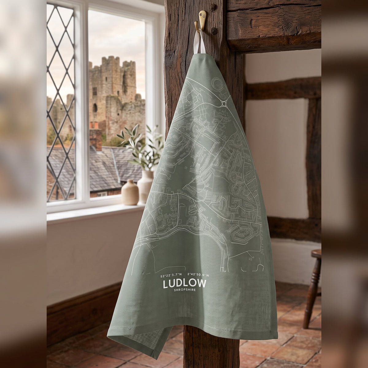 Your Town Merch — Ludlow Map Tea Towel lifestyle